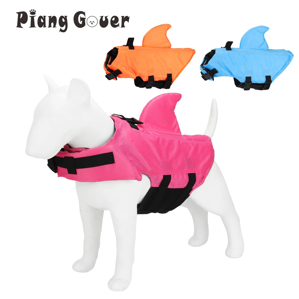 Small Medium Dog Shark Life Vest Swim Clothes Puppy Jacket Pet Clothes for Swimming Pool Beach Boating