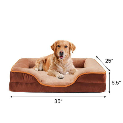 【Deal】Orthopedic Dog Bed, Memory Foam Pet Bed for Medium Dogs with Washable Removable Cover Non-Slip Base Waterproof Liner Egg Crate Foam