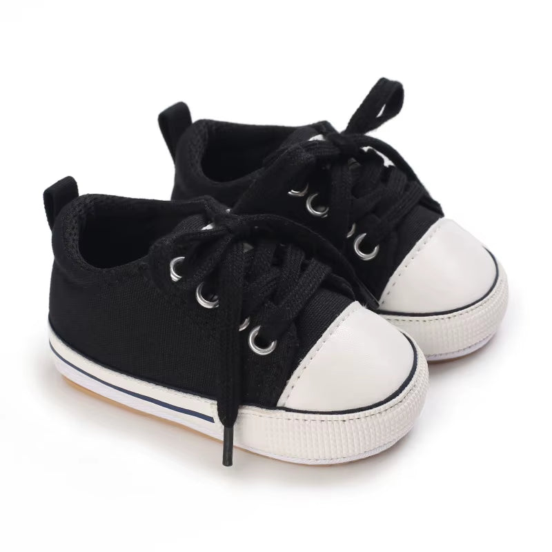 Baby Sneakers Baby Boys Girls Canvas Shoes Non-Slip Rubber Sole Comfortable Soft Unisex Baby Basketball Shoes 0-18M