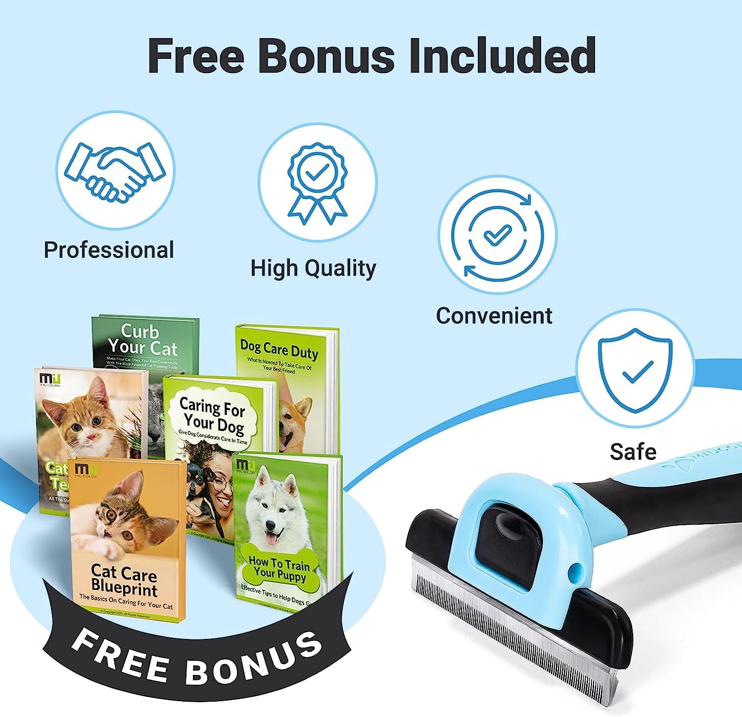 Pet Grooming Brush, Deshedding Tool for Dogs & Cats, Effectively Reduces Shedding by up to 95% for Short Medium and Long Pet Hair