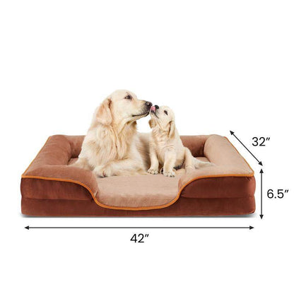 【Deal】Orthopedic Dog Bed, Memory Foam Pet Bed for Medium Dogs with Washable Removable Cover Non-Slip Base Waterproof Liner Egg Crate Foam