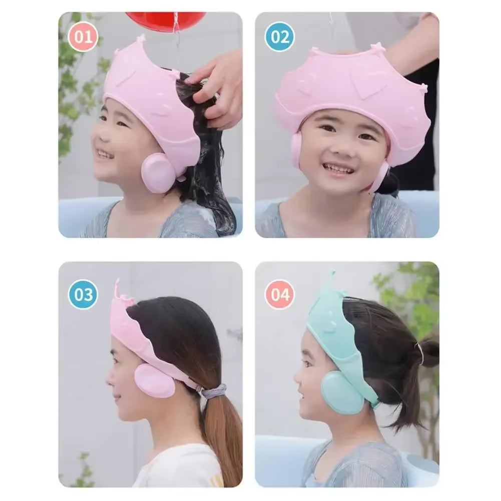 For Kids Ear Protection Safe Children Shampoo Bathing Adjustable Hair Wash Hat Shower Protect Head Cover Baby Shower Soft Cap