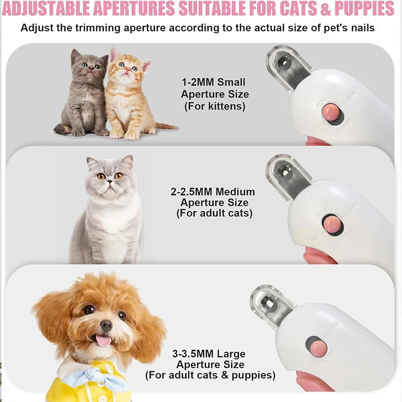 Pet Cat Dog Nail Clipper Cutter Adjustable Hole with Nail File to Avoid Excessive Cutting Professional Grooming Tool