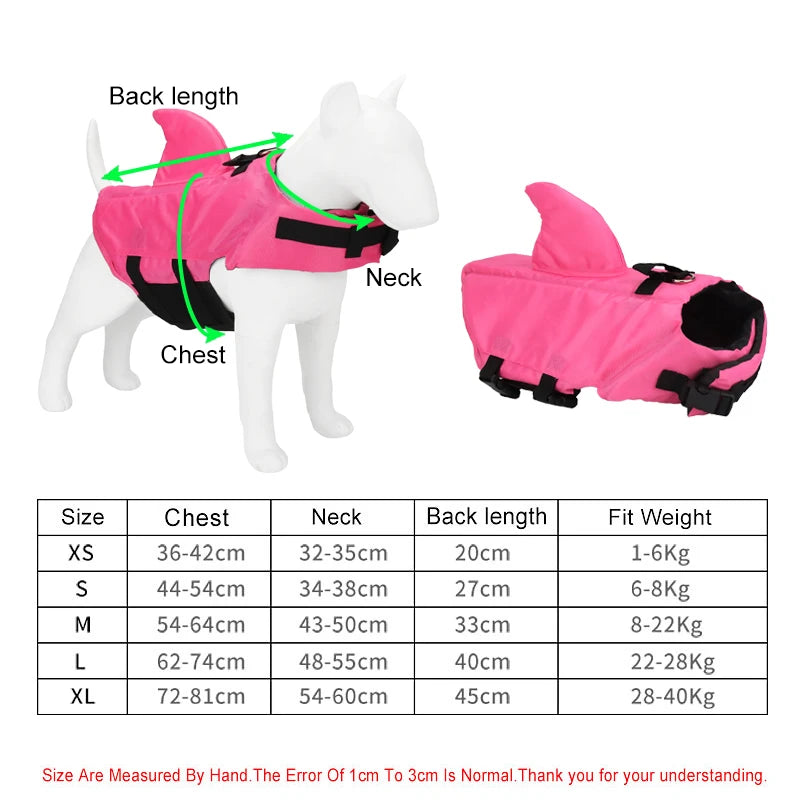 Small Medium Dog Shark Life Vest Swim Clothes Puppy Jacket Pet Clothes for Swimming Pool Beach Boating