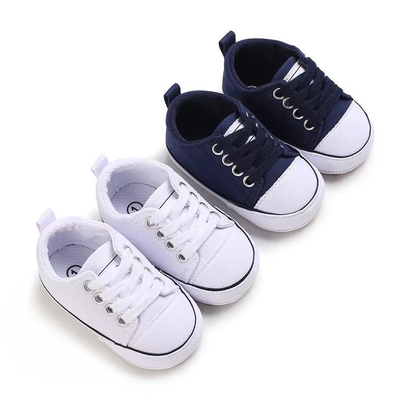 Baby Sneakers Baby Boys Girls Canvas Shoes Non-Slip Rubber Sole Comfortable Soft Unisex Baby Basketball Shoes 0-18M