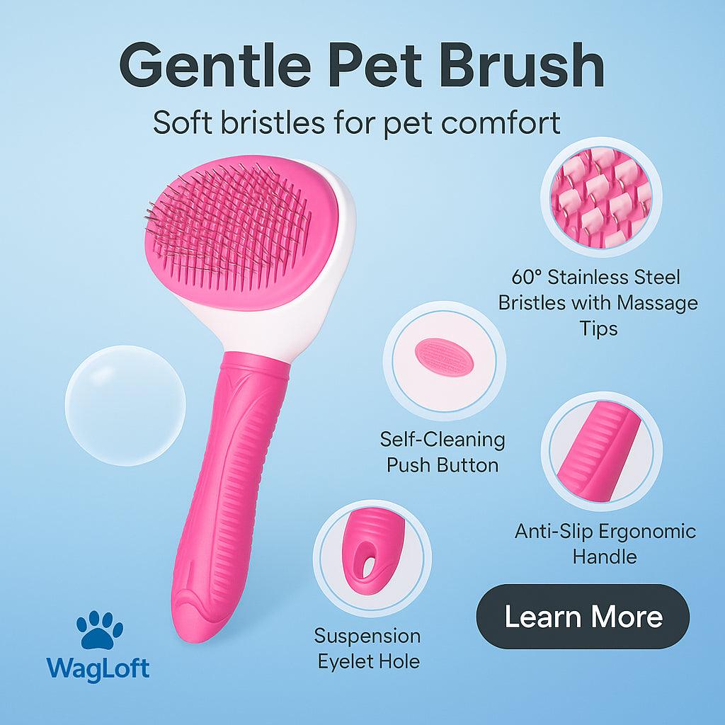 Self-Cleaning Pet Hair Remover Slicker Brush for Dogs & Cats - Deshedding Grooming Comb