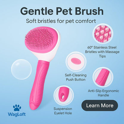 Self-Cleaning Pet Hair Remover Slicker Brush for Dogs & Cats - Deshedding Grooming Comb