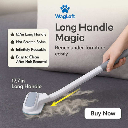 4-in-1 Reusable Pet Hair Remover Brush – Long Handle, Lint-Free Sofa & Car