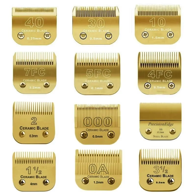 Detachable Pet Dog Clipper Ceramic Blades Set Compatible with Andis,Oster A5,Wahl KM10 Series Clippers