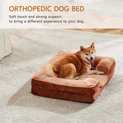 【Deal】Orthopedic Dog Bed, Memory Foam Pet Bed for Medium Dogs with Washable Removable Cover Non-Slip Base Waterproof Liner Egg Crate Foam