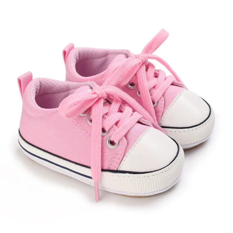Baby Sneakers Baby Boys Girls Canvas Shoes Non-Slip Rubber Sole Comfortable Soft Unisex Baby Basketball Shoes 0-18M