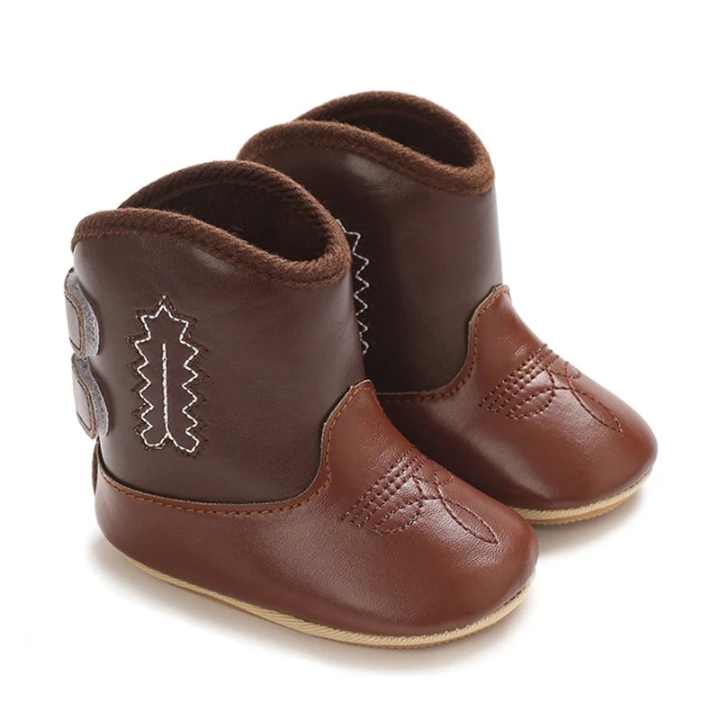 Winter Autumn Baby Shoes Western Denim Midsole Boots Infant Boys Girls PU Printing Soft Bottom anti Slip Casual Walking Shoes