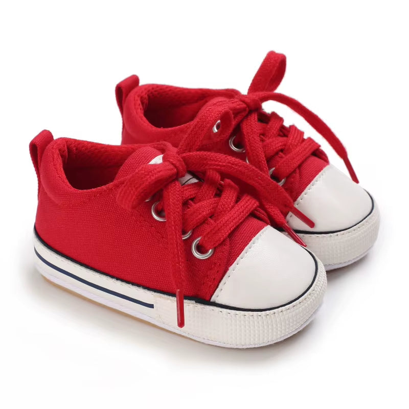 Baby Sneakers Baby Boys Girls Canvas Shoes Non-Slip Rubber Sole Comfortable Soft Unisex Baby Basketball Shoes 0-18M
