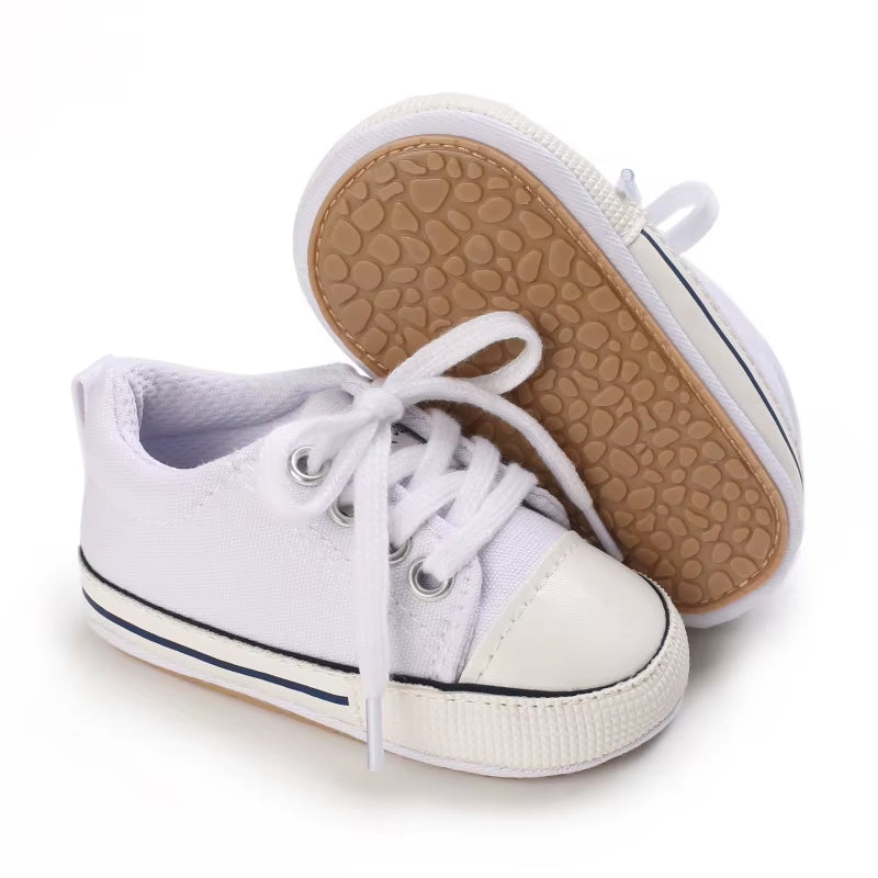 Baby Sneakers Baby Boys Girls Canvas Shoes Non-Slip Rubber Sole Comfortable Soft Unisex Baby Basketball Shoes 0-18M