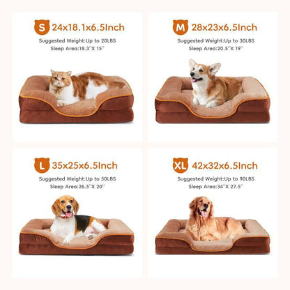 【Deal】Orthopedic Dog Bed, Memory Foam Pet Bed for Medium Dogs with Washable Removable Cover Non-Slip Base Waterproof Liner Egg Crate Foam