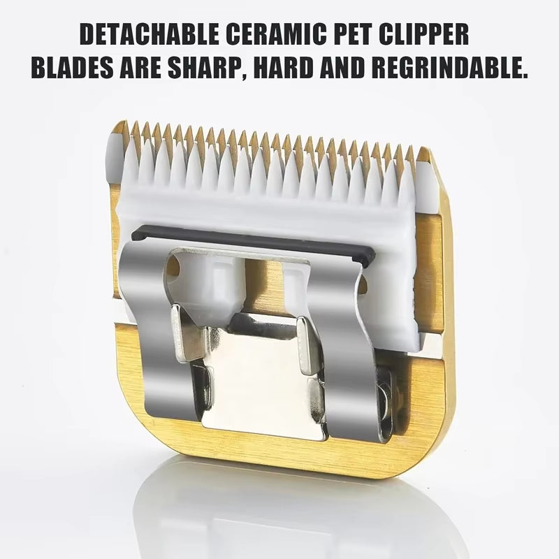 Detachable Pet Dog Clipper Ceramic Blades Set Compatible with Andis,Oster A5,Wahl KM10 Series Clippers