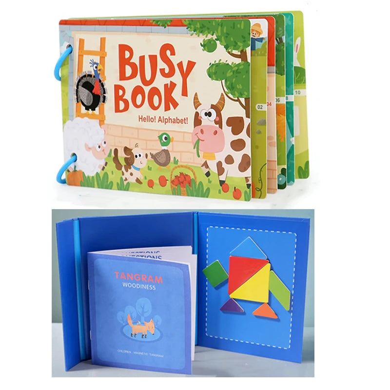 Montessori Baby Busy Book My First Quiet Book Paste Early Learning Education Toy Children Toy Matching Game for Babies 2 3 Years