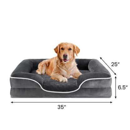 【Deal】Orthopedic Dog Bed, Memory Foam Pet Bed for Medium Dogs with Washable Removable Cover Non-Slip Base Waterproof Liner Egg Crate Foam
