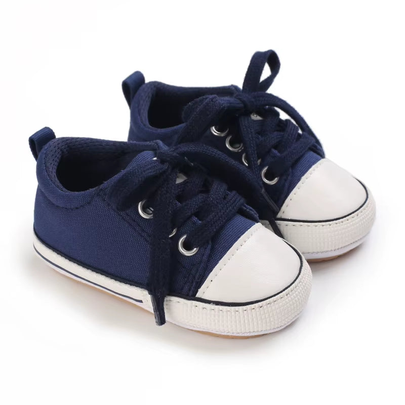 Baby Sneakers Baby Boys Girls Canvas Shoes Non-Slip Rubber Sole Comfortable Soft Unisex Baby Basketball Shoes 0-18M