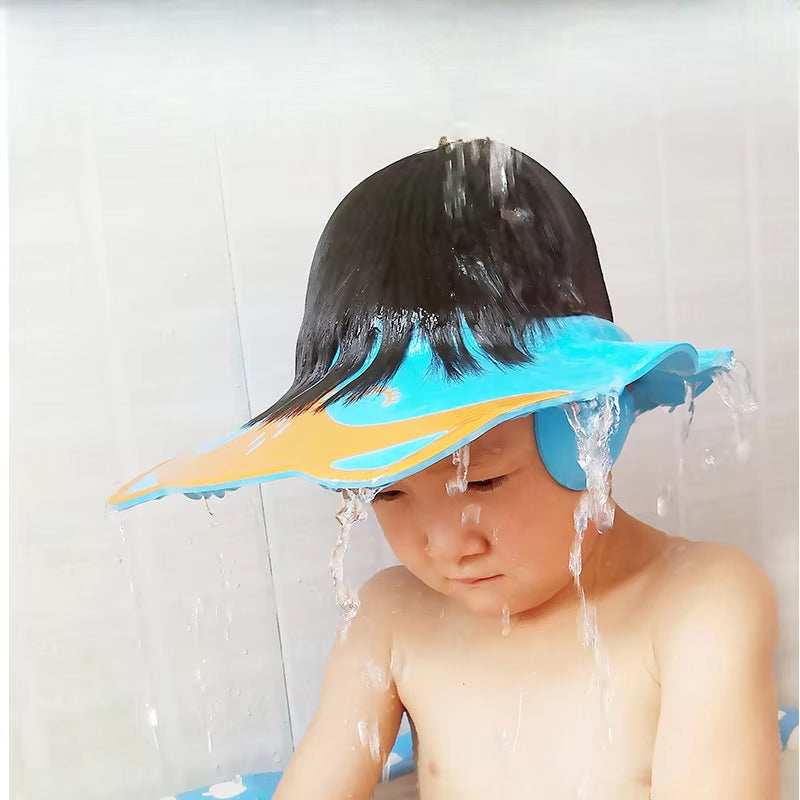 Cartoon Baby Shampoo Caps Adjustable Size Children Baby Shower Eye Waterproof Cap Shampoo Splashguard Hair Wash Shield