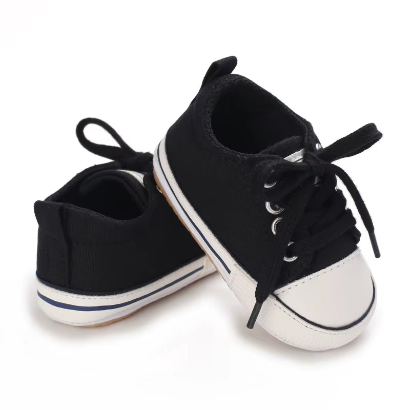 Baby Sneakers Baby Boys Girls Canvas Shoes Non-Slip Rubber Sole Comfortable Soft Unisex Baby Basketball Shoes 0-18M