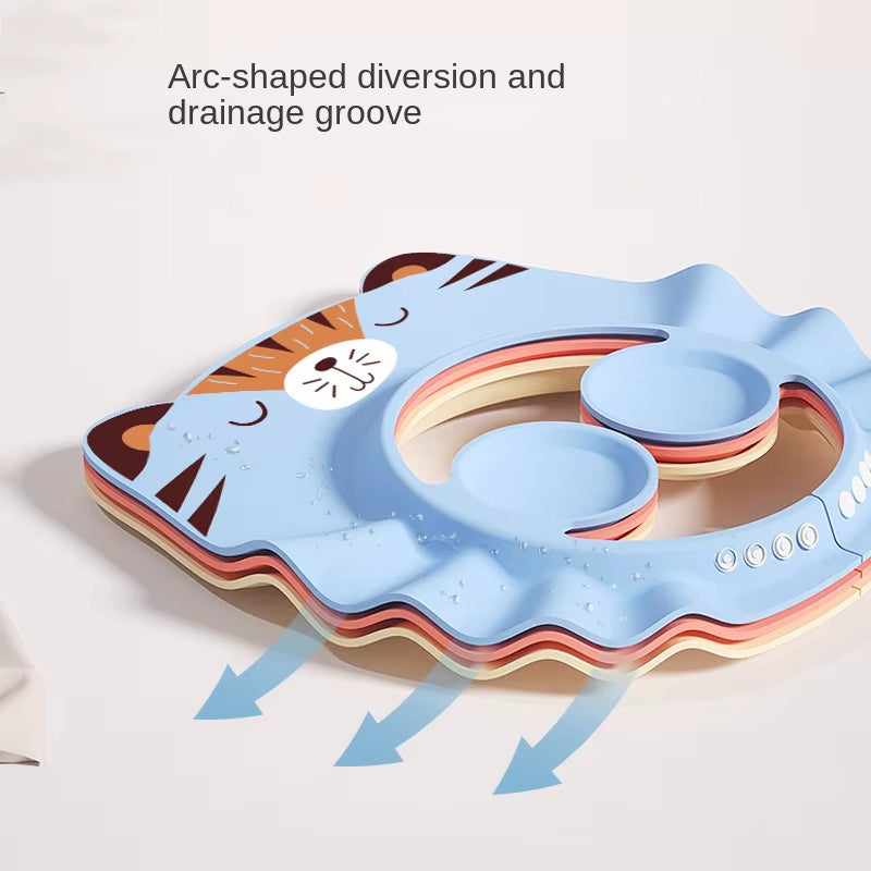 Cartoon Baby Shampoo Caps Adjustable Size Children Baby Shower Eye Waterproof Cap Shampoo Splashguard Hair Wash Shield