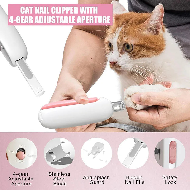 Pet Cat Dog Nail Clipper Cutter Adjustable Hole with Nail File to Avoid Excessive Cutting Professional Grooming Tool