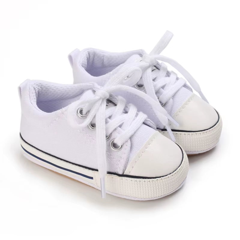 Baby Sneakers Baby Boys Girls Canvas Shoes Non-Slip Rubber Sole Comfortable Soft Unisex Baby Basketball Shoes 0-18M